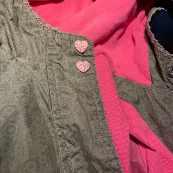 Kids Olive Green Jacket with Pink Accents - Picture 8 of 13